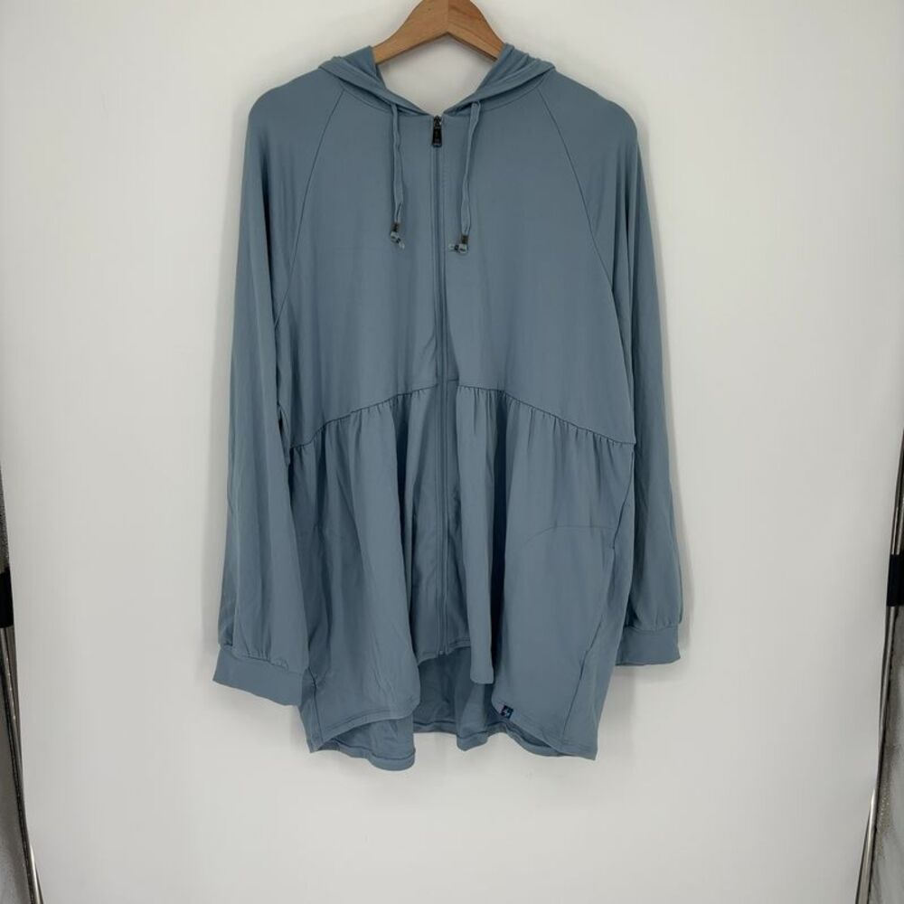 LUG Shimmy Brushed Jersey Zip Up in Blue Moon Icepop